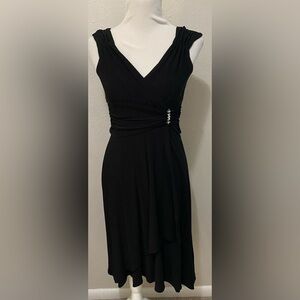 Vintage Dressbarn Black Ruched Embellished Strapless Sheath